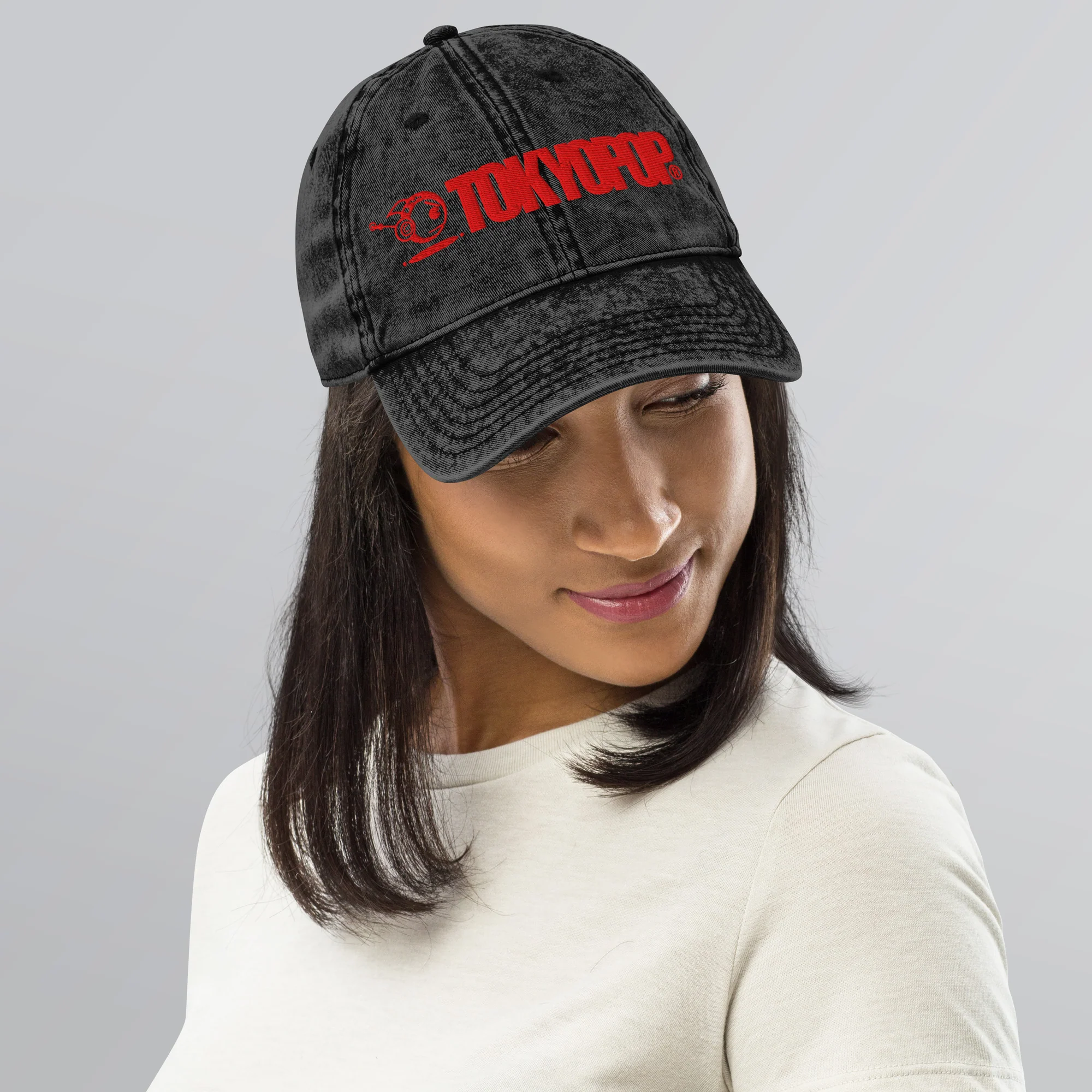TOKYOPOP Embroidered Vintage Cotton Twill Cap (Red) - Image 8